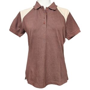 Aurea cinnamon and cream cotton golf polo shirt short sleeve size M